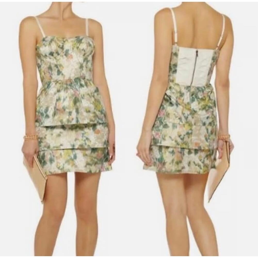 Alice + Olivia Daphne Dress Size 0 XS Green Gold